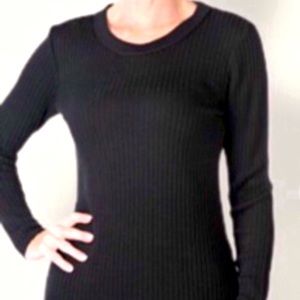 🆕Ribbed cardigan crewneck - black medium NWT